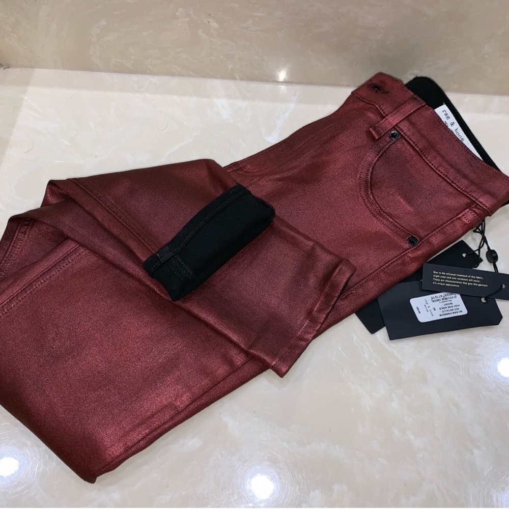 Rag & Bone - High-Rise Metallic Ankle Skinny Jeans